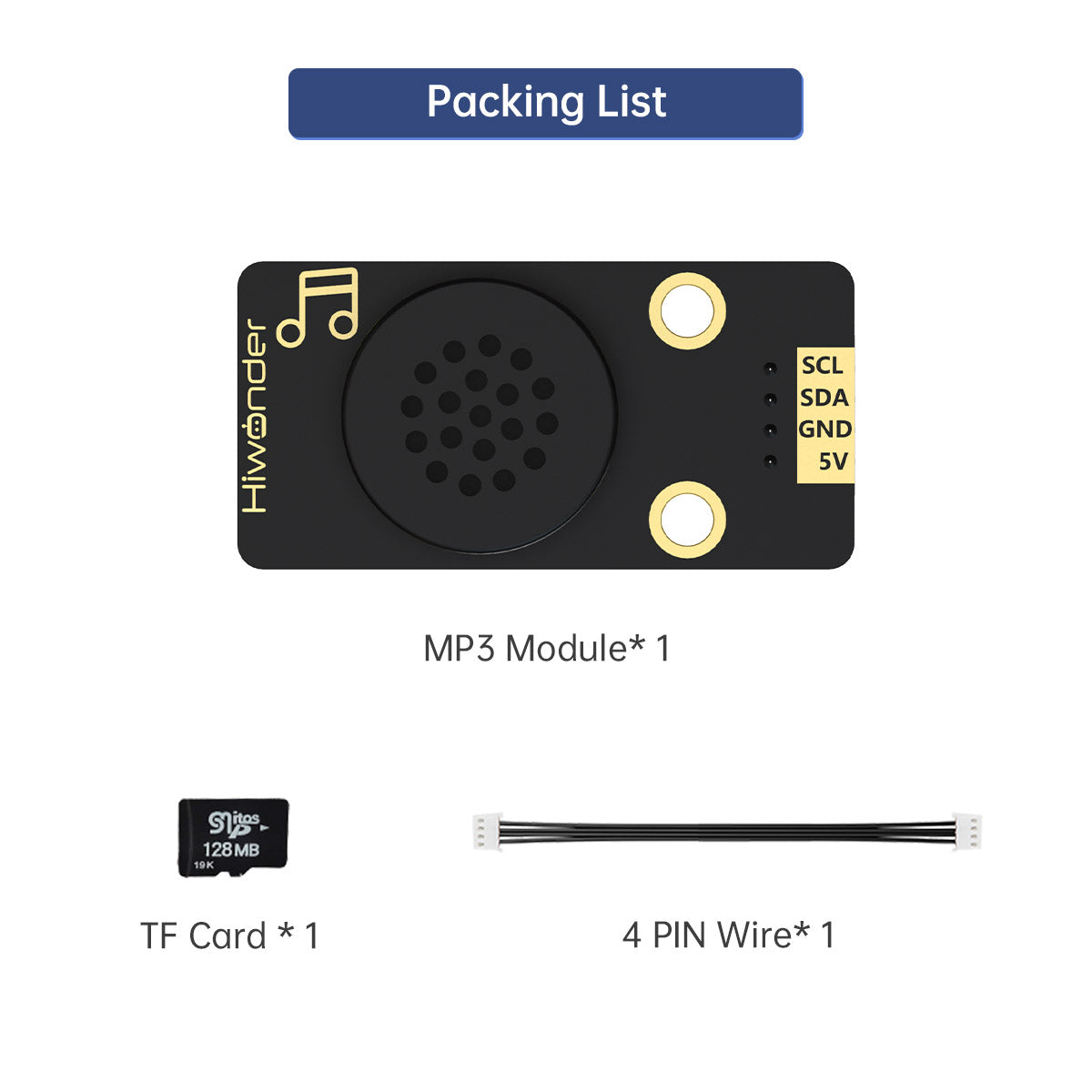 MP3 Module: Hiwonder Programming Music Player Module/Support TF Card/MP3 WAV Decoding
